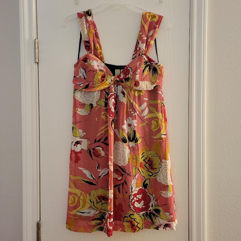 Pink floral mini dress